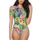 thumbnail image 1 of Balery Watercolor Blooming Cactus Body de cuello redondo de manga corta para mujer Tops de manga corta Tops básicos-Small, 1 of 7