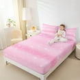 thumbnail image 4 of Feelyou Girly Pink Galaxy Bed Sheets, Cartoon Cute Rainbow King Sheets, Bling Stars Print Sheet Set, Super Cozy Room Decor, 4pcs, 4 of 7