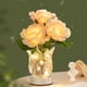thumbnail image 5 of Lámpara de mesa de rosa con jarrón de cristal - Luz artificial de flores a pilas para decorar el dormitorio, plateada, 10,24", 5 of 7