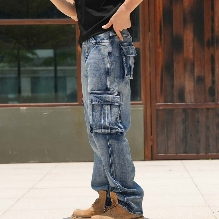 パンツ 90s CARGO BIG DENIM DPTALR Men's Baggy Jeans，Hip Hop Loose Fit，90s Vintage Cargo