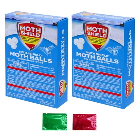 Moth Shield Fresh Linen Scented Moth Balls, Mothballs Kills Clothes Moth, Carpet Beetles, Repellent Closet Clothes Protector, No Clinging Odor 4 oz 2 Pack with 2 Snoep in Beperkte Oplage