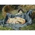 thumbnail image 2 of Julius Adam the younger 14x11 Black Ornate Wood Framed Double Matted Museum Art Print Titled: Two Kittens (1885), 2 of 5