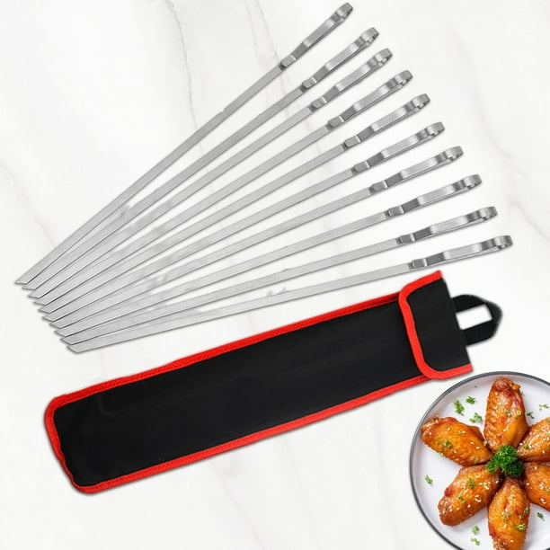 Brochetas de Metal para asar perfecl Juego de brochetas para parrilla 6 uds