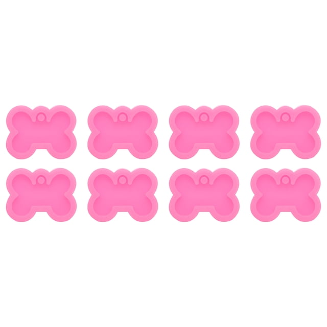 Uxcell 8 Pcs Moldes de Silicona para Colgantes de Resina en Forma de Hueso, Kit de Llaveros, Rosa