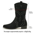 thumbnail image 7 of UngA Wonens Boots Flat Boots Fashion Casual Slip On Mid Calf Boots Comfort Solid Color Zipper Plus Size Boots for Women Mid Calf Black,Size 8.5, 7 of 7