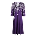 thumbnail image 5 of Sakmal Elbow-Length Womens Dresses Plus Size Pleated Purple Boho Notch Neck Pocket Long A-Line Dresses Ladies Dresses Clearance $5, 5 of 5