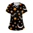 thumbnail image 2 of WonderWiz Halloween Scrub Tops Women Plus Size,Womens Halloween Scrub Tops Short Sleeve V Neck Medical Workwear Breathable Fit,Coffee 3XL, 2 of 6