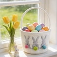 thumbnail image 2 of Deeceymbur Bunny Design Easter Baskets Cotton Linen Woven Storage with Handle Cute Buckets for Egg Party Decor Gift Spring Home Organizer Holiday Supplies, 2 of 6