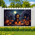 thumbnail image 3 of Spooky Design Halloween Banner Skeleton Pumpkin Decoration Haunted Graveyard Scene for Halloween Party Outdoor Indoor, 3 of 9