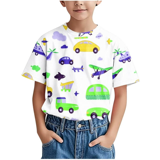 COM1950s Robe à Manches Courtes, Chemise Tendance pour Enfant T-Shirt Imprimé Col Rond Confortable Ample T-Shirt Blouse à Manches Courtes Hauts Décontractés