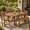 Brown Wood, variant on HighSound 7-Piece Outdoor Patio Dining Set, All Weather Patio Dining Chair & Table Set for 6 People, Sectional Conversation Set for Patios, Backyard, Balcony, Garden, Lawn, Beige Cushions