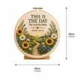 thumbnail image 3 of Cross Stitch Kit with Pre-Printed Fabric and Wooden Hoop, Complete Set, Sunflower Landscape and Bible Verse Design, for Adult Beginners, Diy Wall Hanging Craft Kit, 3 of 5