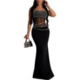 thumbnail image 1 of Vestido PORRCEY Hot Drilling Craft, sexy, de malla transparente, negro, 1 of 6