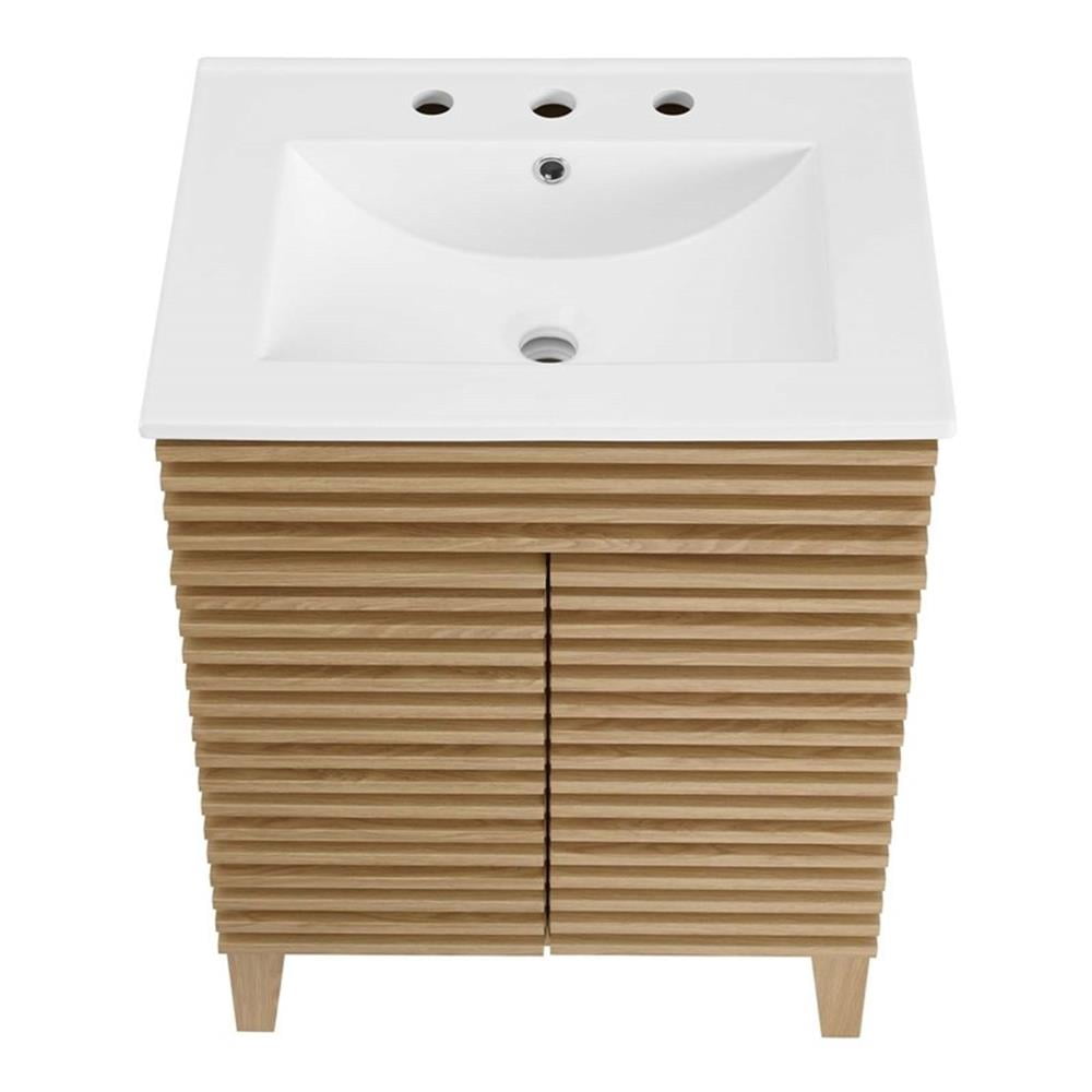 Modway Render Bathroom Vanity in Oak White