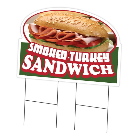 Smoked Turkey Sandwich 24" x 36" Yard Sign & Stake | Advertise Your Business | Stake Included Double Sided Image | Made in The USA