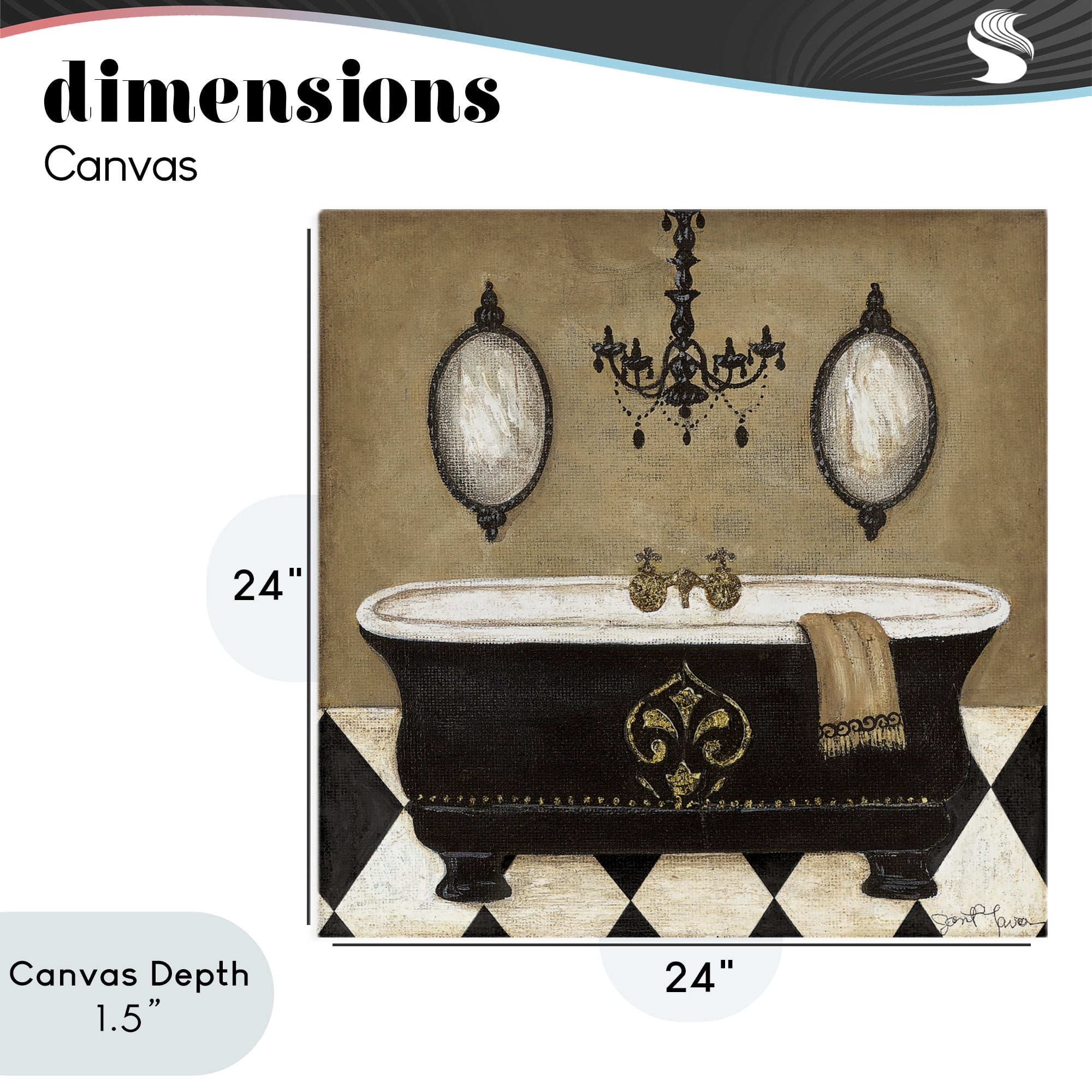 Stupell Industries Elegant Bathtub & Chandelier Canvas Wall Art, design by Janet Tava