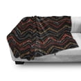 thumbnail image 2 of Aztec Soft Flannel Fleece Throw Blanket, Ethnical Zigzag Chevron Print in Earthy Tones, Cozy Plush for Indoor and Outdoor Use, 50" x 70", Charcoal Grey Vermilion, by Ambesonne, 2 of 5