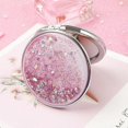 thumbnail image 2 of Creative Quicksand Internet Celebrity Small Mirror, Cute Girly Heart, Foldable Mini Makeup Mirror, Portable Compact Mirror, Small, Double-sided, Round, 2 of 5