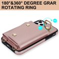 thumbnail image 4 of ShellTech for iPhone 11 Pro Max Case with Card Holder and Strap - Zipper Pocket,Crossbody Lanyard Strap,Credit Card Holder,Stand Ring,Cute Phone Wallet Case for Women,Rosegold, 4 of 10