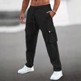thumbnail image 2 of XDZJLR Casual Pants for Men Pocket Sports Drawstring Straight Leg Cargo Trousers, 2 of 4