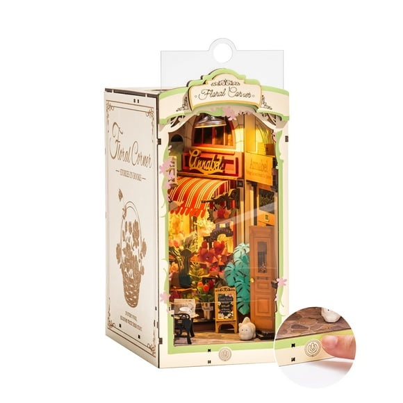 Kit de rincón para libros en miniatura con forma de casa de muñecas, Rowood, con funda antipolvo
