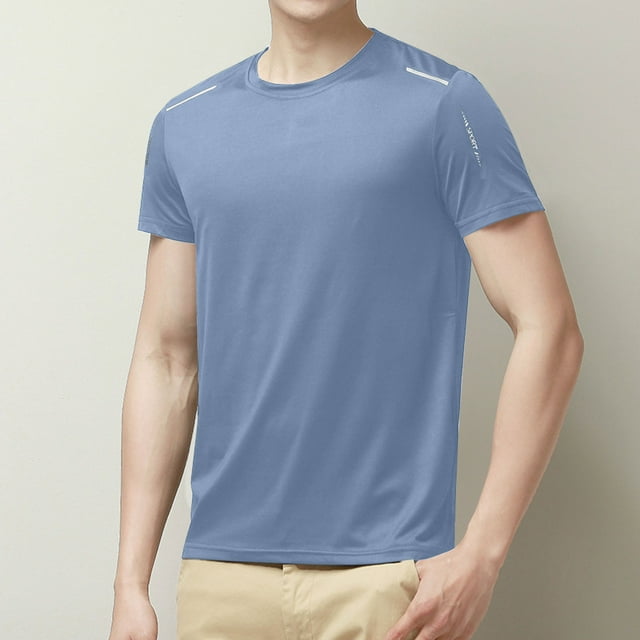 pstuiky camisetas para hombre, Blusas/camisetas casuales de verano para hombre, de color liso y cuello redondo camisas casuales para hombre xxxxl