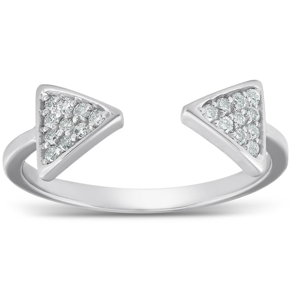 Pompeii 1/5ct Diamond Ring Open Triangle Fashion Right Hand Split Band White Gold