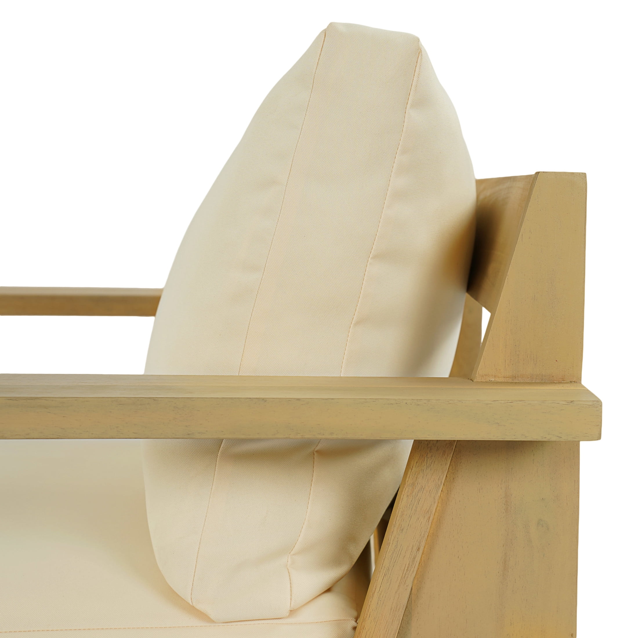 Christopher Knight Home Modern Acacia Wood Outdoor Patio Club Chair with Cushions, Light Teak+Cream, Set of 2
