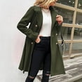thumbnail image 3 of WRKEKC Double-Breasted Wool Blend Coat Notched Lapel Functional Pockets Longline Formal Wear Fall Winter Plus Size Available Army Green L, 3 of 6
