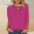 thumbnail image 4 of Ruyang 3/4 Length Sleeve Womens Tops Summer V Neck Blouses Trendy Stripe Gradient Shirts Dressy Casual Loose Tees Tops for Women, 4 of 5