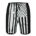 thumbnail image 3 of Honeii's Submarine Vintage Flag Print Men's Casual Shorts with Drawstring，Swim Trunks Quick Dry Beach Shorts, 3 of 5