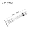 thumbnail image 2 of Uxcell 0.8A 0.24''x 1.57'' Microwave Oven Cartridge Fuse DC 5000V Slow Blow Glass Silver Tone 20pcs, 2 of 5