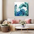 thumbnail image 5 of Blue Teal Leaves Wall Art Painting on Canvas, Summer Botanical Watercolor Leaf Canvas Art Home Prints Wall Art Framed Modern Artwork for Living Room Bedroom Wall Decor 8x8in, 5 of 9