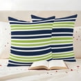 thumbnail image 3 of Navy Blue Green Striped Outdoor Waterproof Pillow Covers, Gradient Horizontal Lines Decorative Square Throw Pillowcase Sofa Cushion Sham for Patio/Couch/Chair, 20"x20" 2 Pack, 3 of 8
