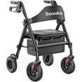 thumbnail image 1 of Andador con ruedas Soundfuse para personas mayores con asiento, plegable y ligero, con ruedas grandes de poliuretano de 20 cm, asiento ergonómico y doble ajuste de altura., 1 of 5