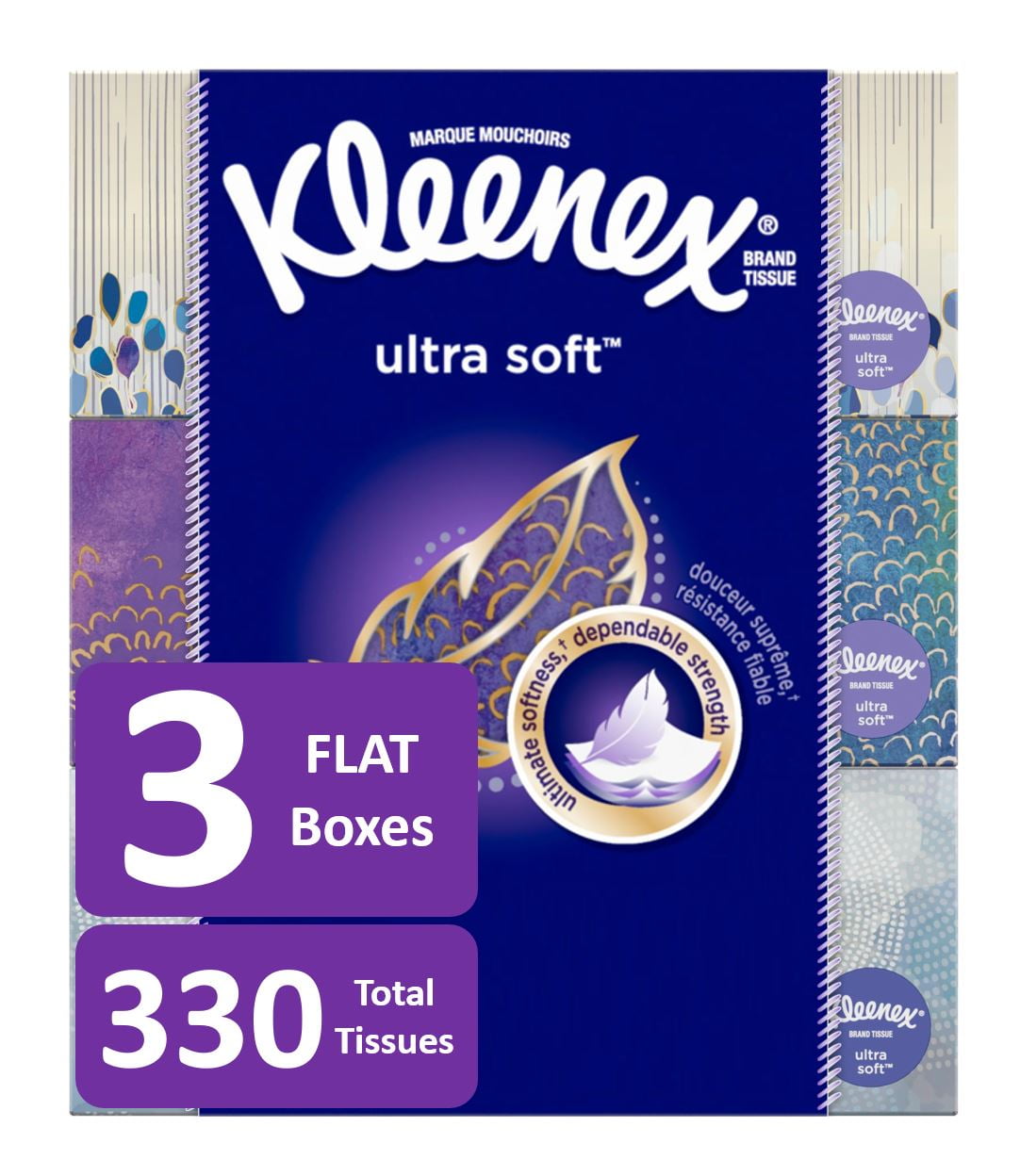 Kleenex Ultra Soft 3Ply Facial Tissues, 110 Tissues per Box, 3 Pack