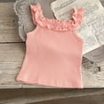thumbnail image 4 of Ohufall Toddler Girls Tank Tops Ruffled Crew Neck 0-5T Summer Tank Top Breathable Solid Color Summer Casual Tank, 4 of 7
