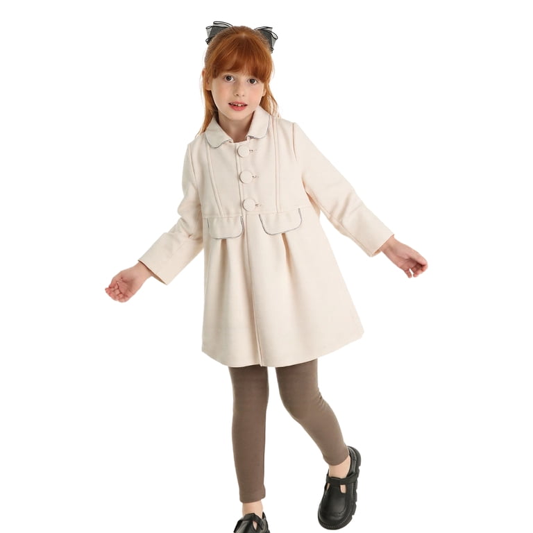 Littlespring Big Girls Dress Coat Faux Wool Peacoat Lapel Outerwear Button Winter Jacket Size 12-14 Creamy White Casual Littlespring Big Girls Dress Coat Faux Wool Peacoat Lapel Outerwear Button Winter Jacket Size 12-14 Creamy White Casual