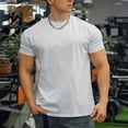 thumbnail image 4 of Chiccall Mens Workout T Shirts Summer Bodybuilding Short Sleeve Crew Neck Muscle Tee Tops White, 4 of 5