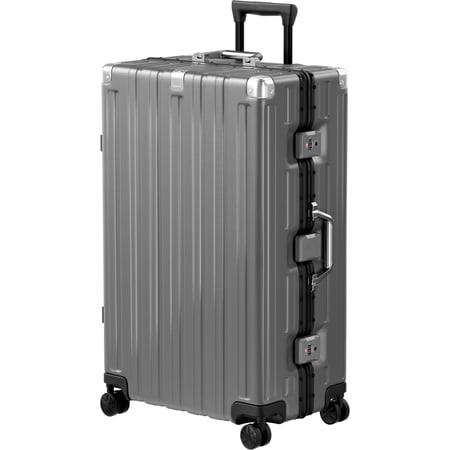 Luggage Premium PC+ABS Hardshell Aluminum Frame Zip-Free 28 Inch Checked Luggage with TSA-Approved Lock & 360° Spinner Wheels - Gray