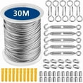 thumbnail image 2 of 15/30/50 Meter Steel PVC Coated Flexible Wire Rope Soft Cable Transparent Stainless Steel Clothesline Diameter 2mm Kit (50M), 2 of 7