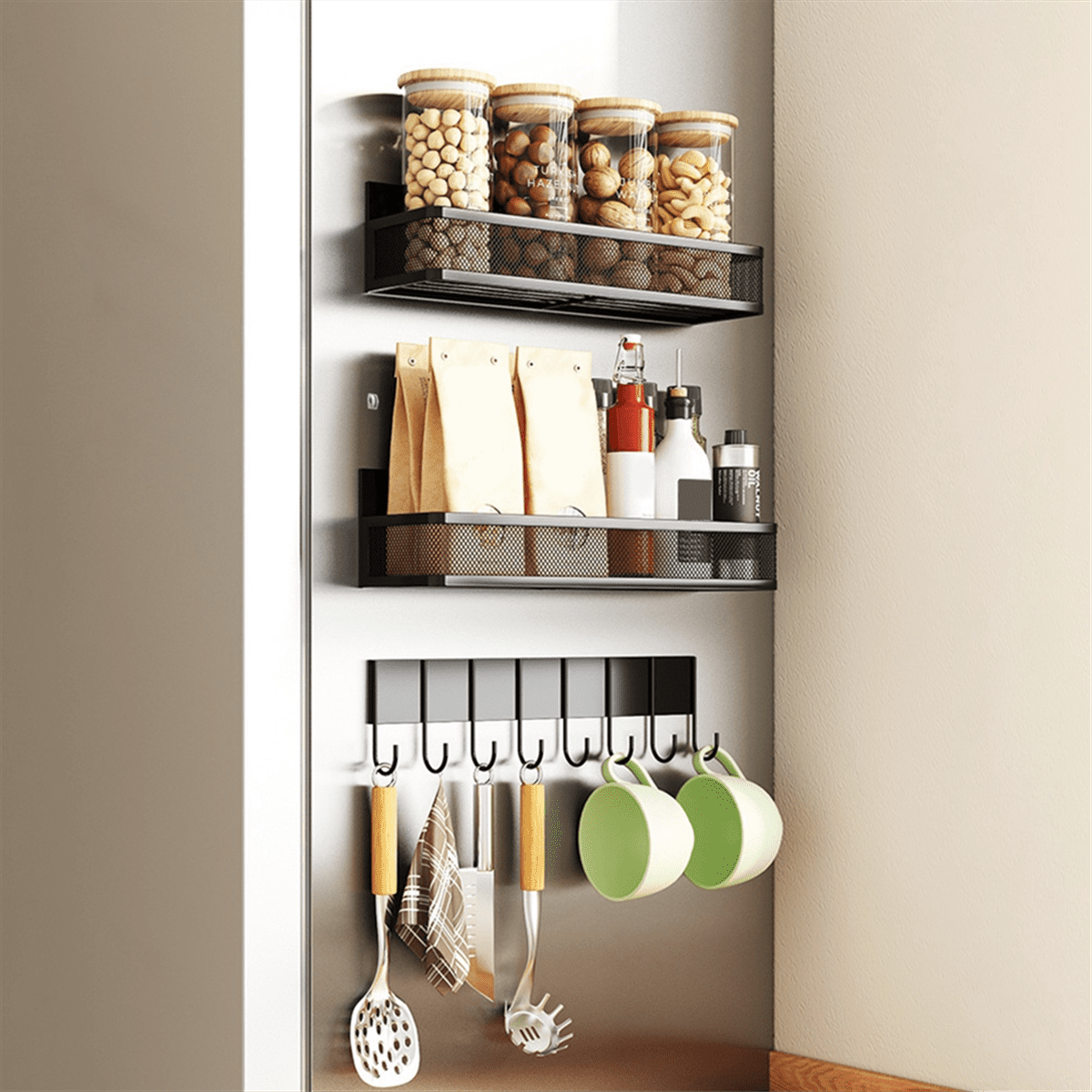 Magnetic Spice Rack for Refrigerator, Magnetic Refrigerator Organizer, Strong Magnetic Fridge Shelf, Storage Rack