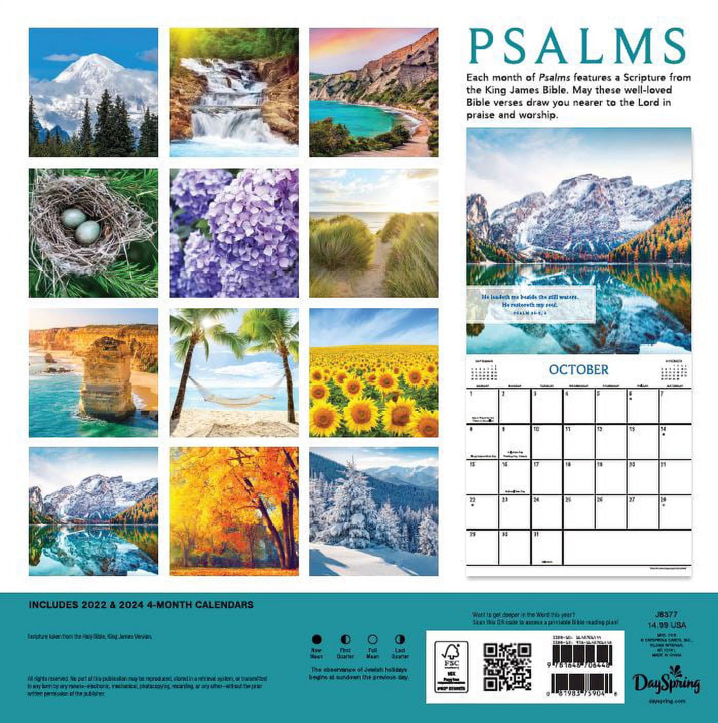 2023 -12 Month Calendar- Psalms 12x12 Hanging Wall Calendar by DaySpring