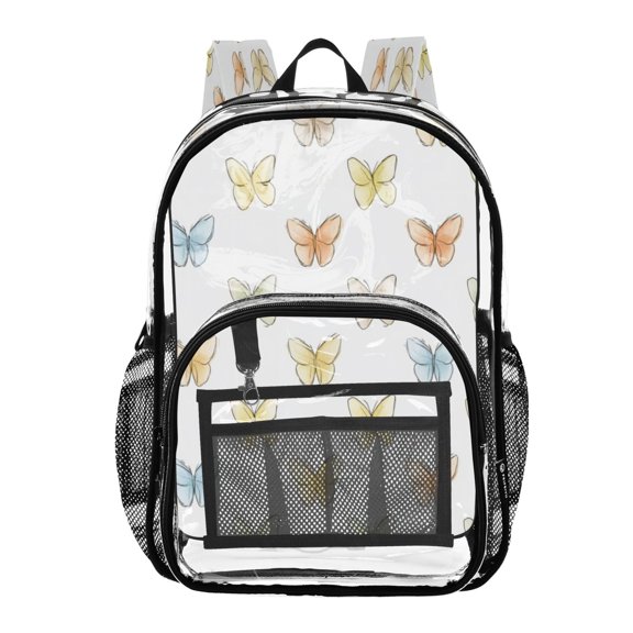 PVC Transparent Backpacks Clear Backpack for Travel and Outings White Background Butterfly
