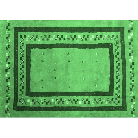Ahgly Company Indoor Rectangle Abstract Emerald Green Contemporary Area Rugs, 8' x 12'