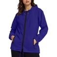 thumbnail image 3 of DDAPJ pyju Rain Jacket Women Lightweight Zip Up Hooded Waterpoof Windbreaker Packable Hiking Travel Raincoat with Pockets Dark Blue S, 3 of 9