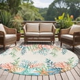 thumbnail image 4 of Round Rugs 5 Ft, Summer Ocean Non Slip Area Rugs for Kitchen Bedroom Entryway, Watercolor Coastal Coral Shell Seaweed Beige Washable Carpet Runner Rug Floor Mats for Bedroom Home Decor, 4 of 8