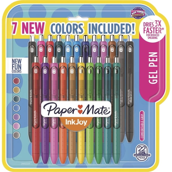 InkJoy Retractable Gel Pen Medium 0.7mm, Assorted Ink/Barrel, 22/Set