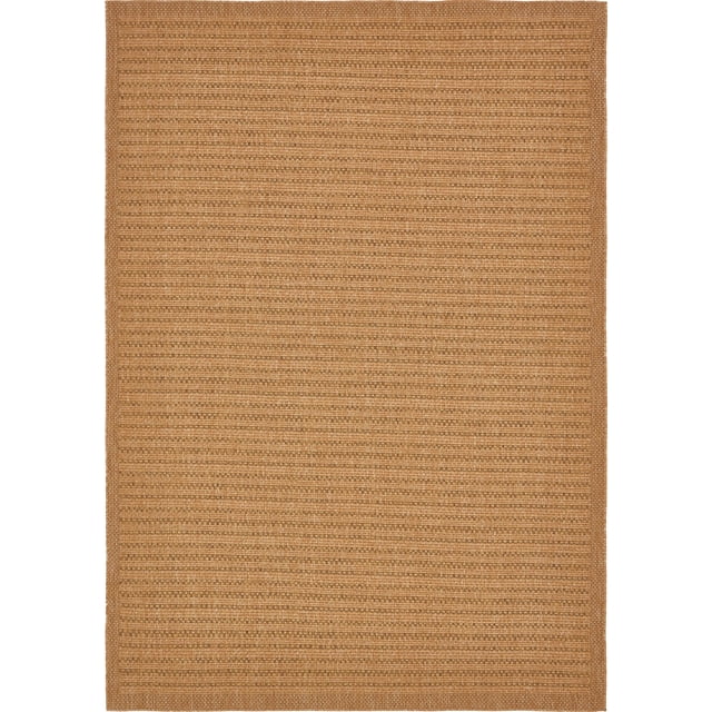 Unique Loom Outdoor Collection Transitional Indoor & Outdoor Casual Striped Tonal Border Area Rug, 8' x 11' 4", Light Brown/Olive