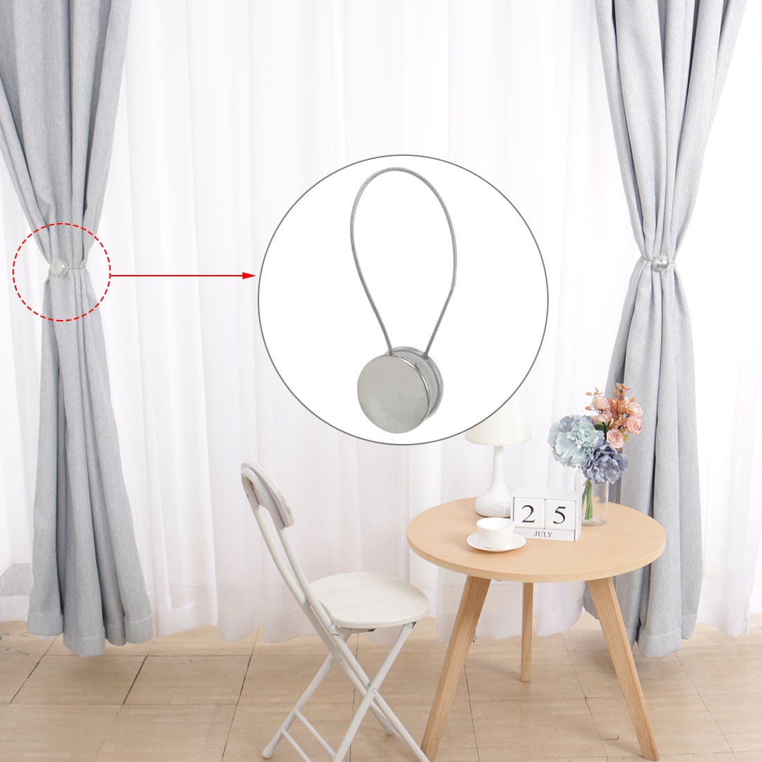 Unique Bargains 4 Pieces Curtain Tiebacks 24 Inch Tiebacks Rope Holder Silver Tone